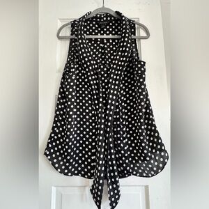 White House Black Market Black and White Polka Dot Blouse